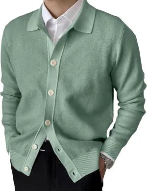 Men's Simple Temperament Knitted Cardigan Patchwork Cozy Knit Cardigan Fashion Casual Button Down Knit Cardigan