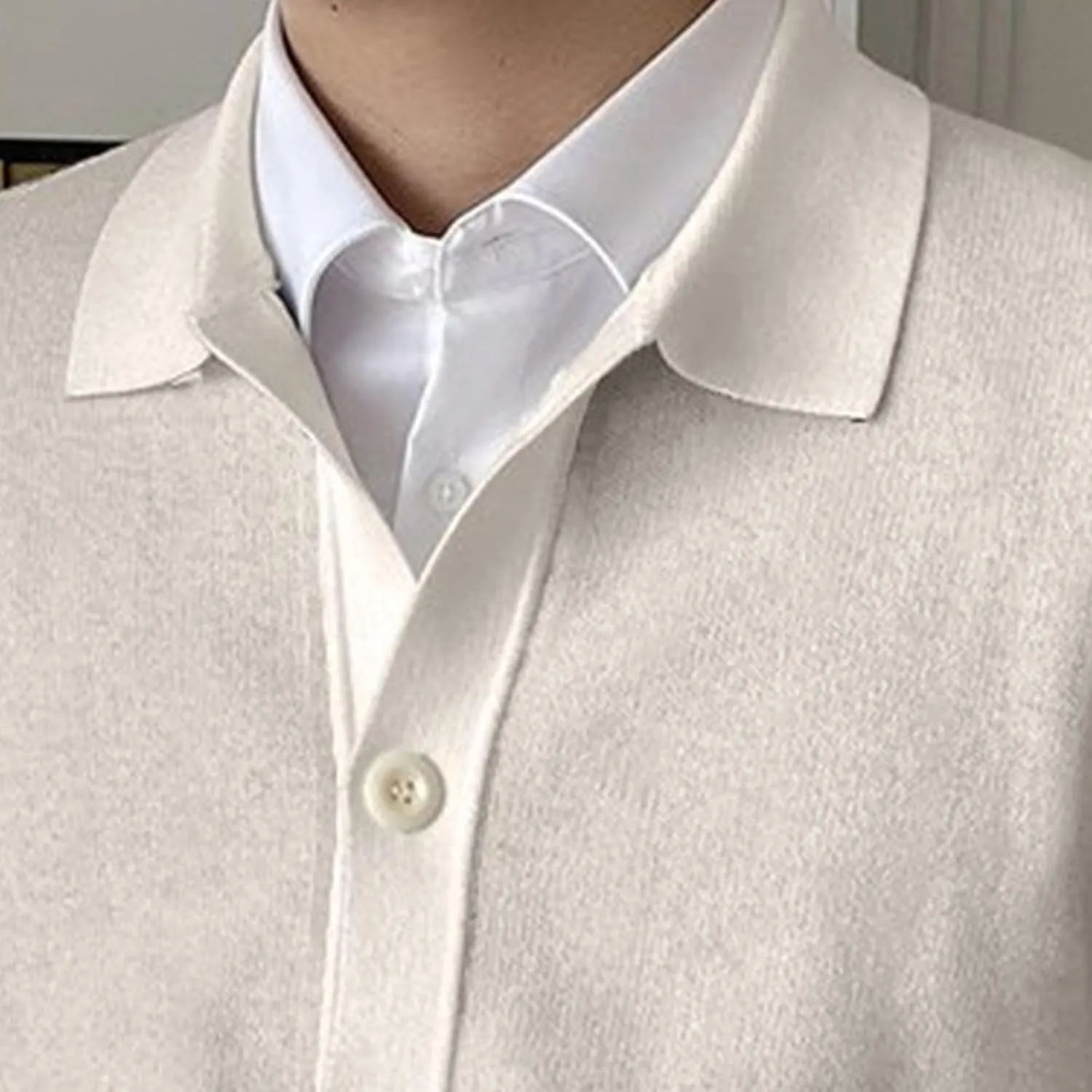 Men's Simple Temperament Knitted Cardigan Patchwork Cozy Knit Cardigan Fashion Casual Button Down Knit Cardigan