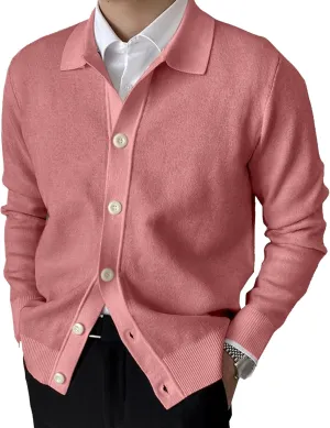 Men's Simple Temperament Knitted Cardigan Patchwork Cozy Knit Cardigan Fashion Casual Button Down Knit Cardigan