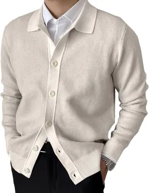Men's Simple Temperament Knitted Cardigan Patchwork Cozy Knit Cardigan Fashion Casual Button Down Knit Cardigan