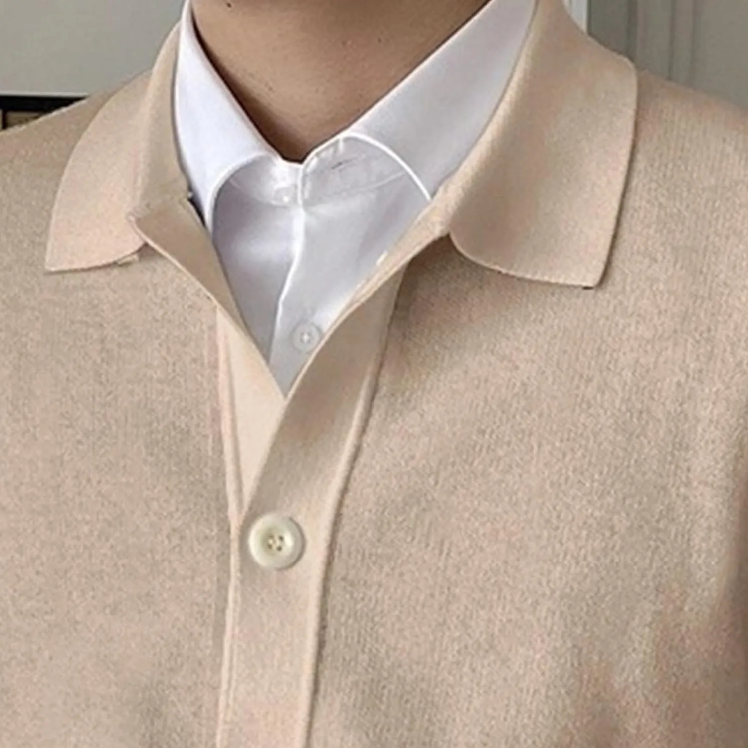 Men's Simple Temperament Knitted Cardigan Patchwork Cozy Knit Cardigan Fashion Casual Button Down Knit Cardigan