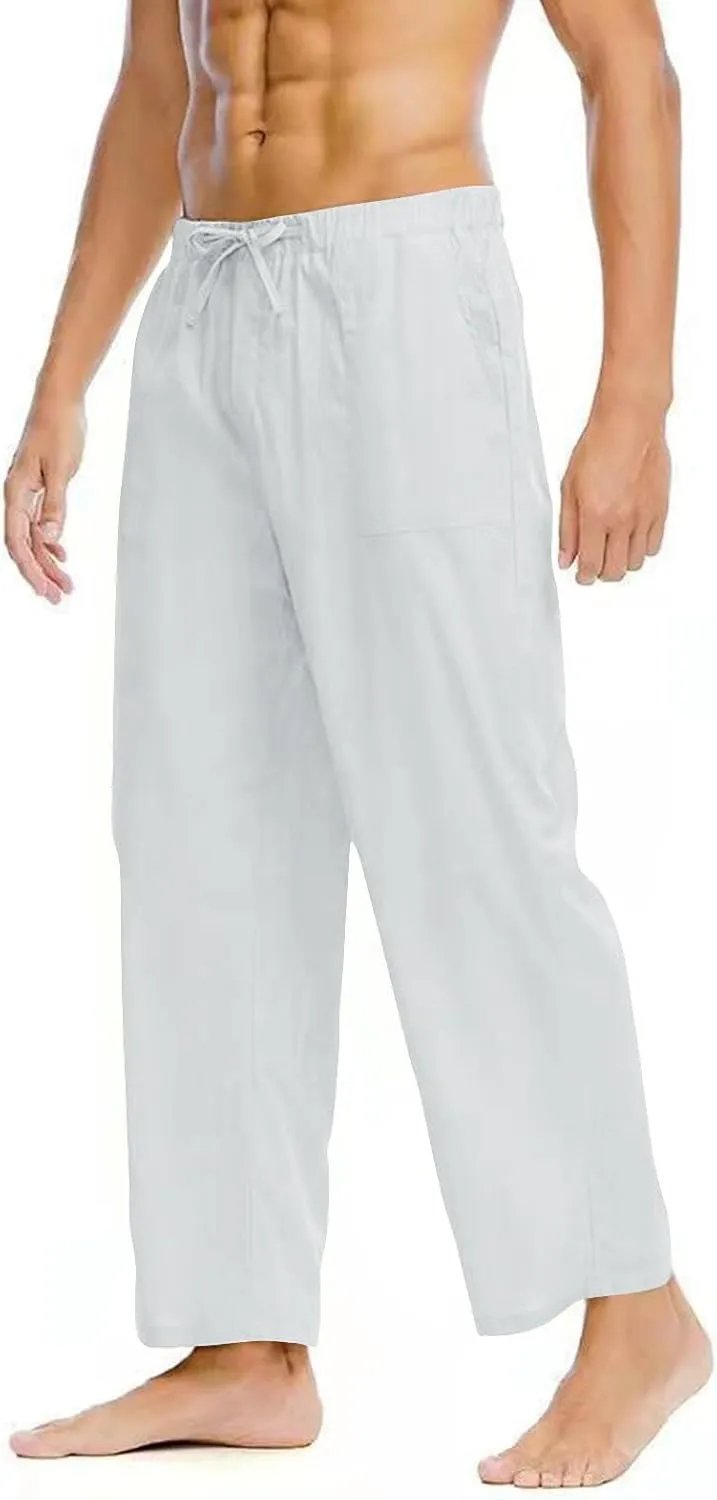 Men's Soft Casual Pants Elastic Waist Stretch Drawstring Relaxed Fit Pants Lightweight Pants Quick Dry Yoga Trousers