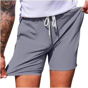 Men's Summer Casual Sports Shorts Drawstring Stretch Waist Quick Dry Beach Athletic Shorts with Pockets