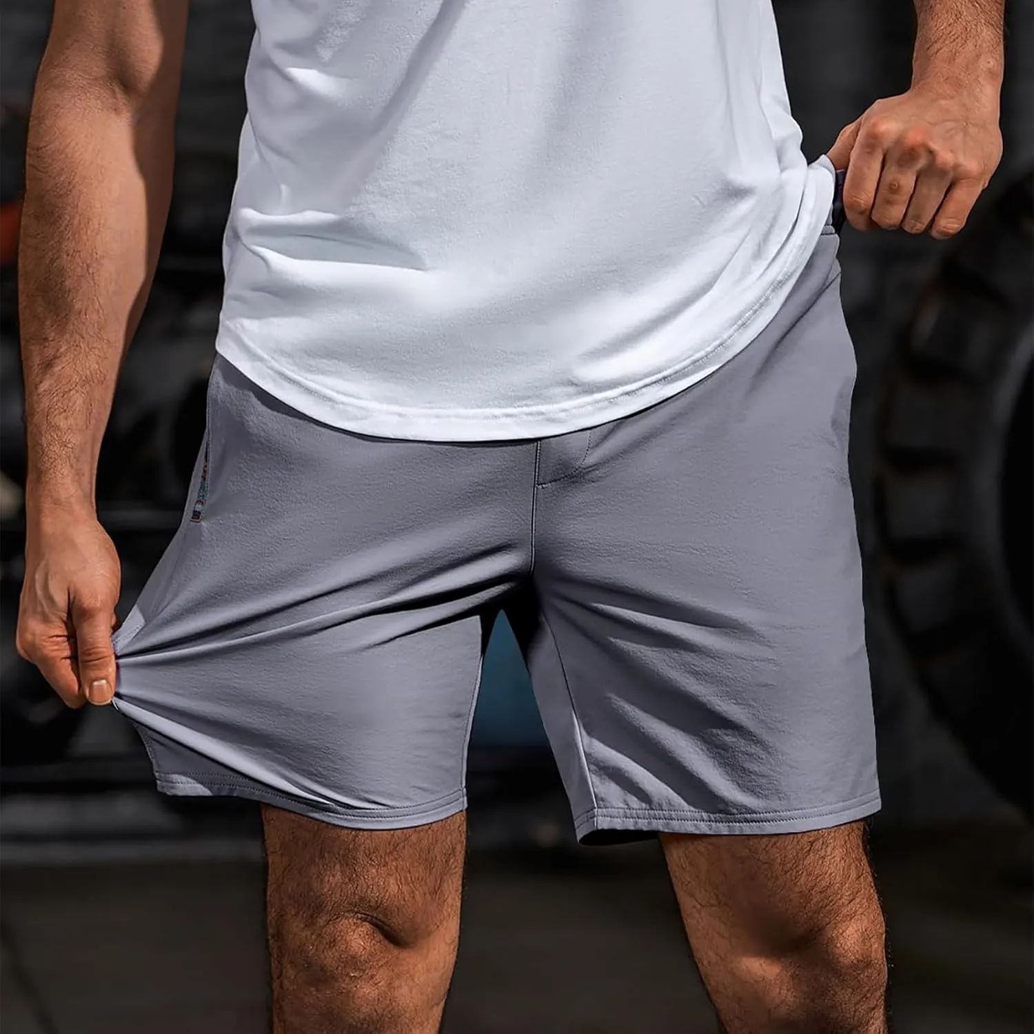 Men's Summer Casual Sports Shorts Drawstring Stretch Waist Quick Dry Beach Athletic Shorts with Pockets