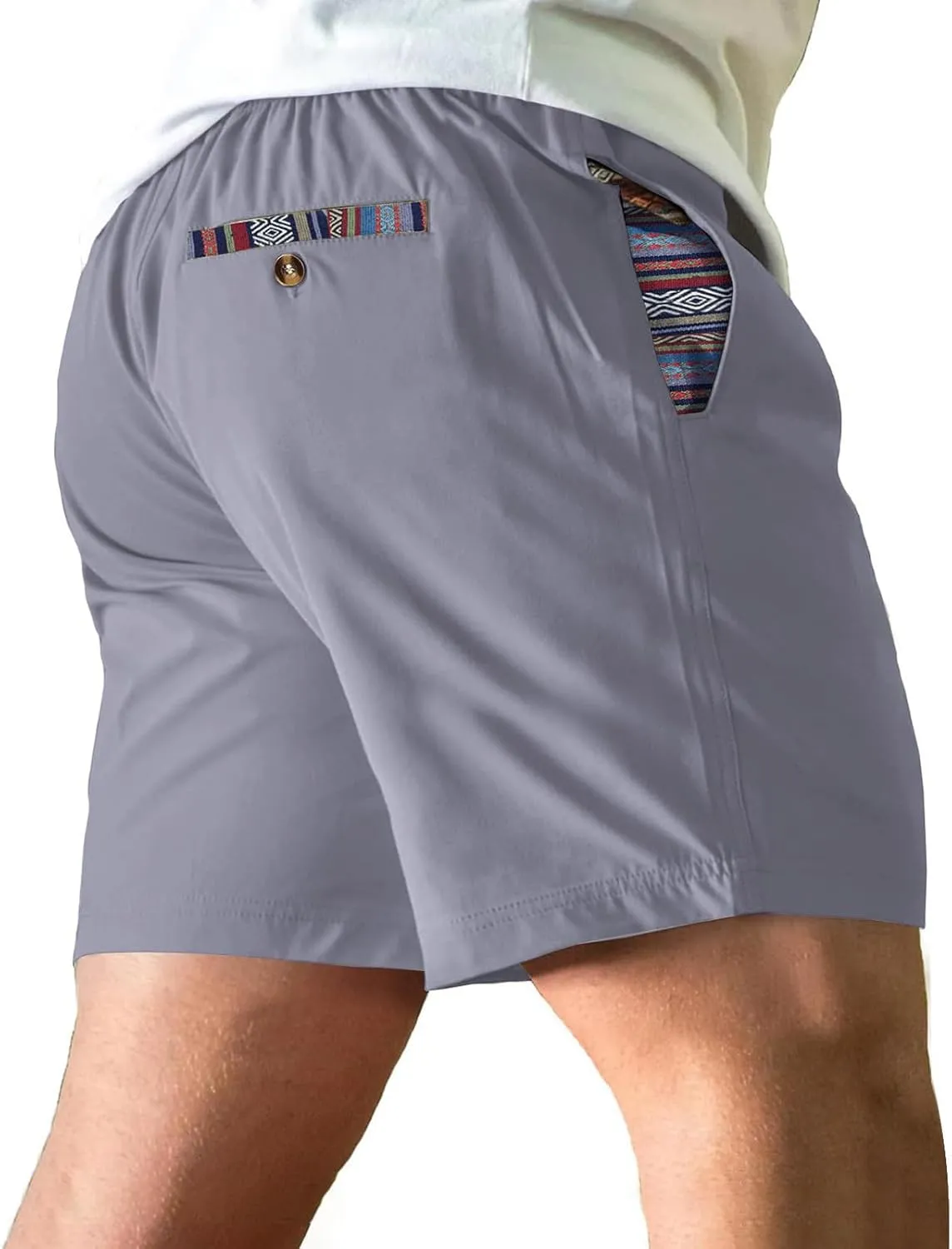 Men's Summer Casual Sports Shorts Drawstring Stretch Waist Quick Dry Beach Athletic Shorts with Pockets