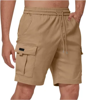 Men's Sweat Cargo Shorts Casual Cotton Drawstring Elastic Waist Short Athletic Workout Gym Jogger Shorts with Pocket