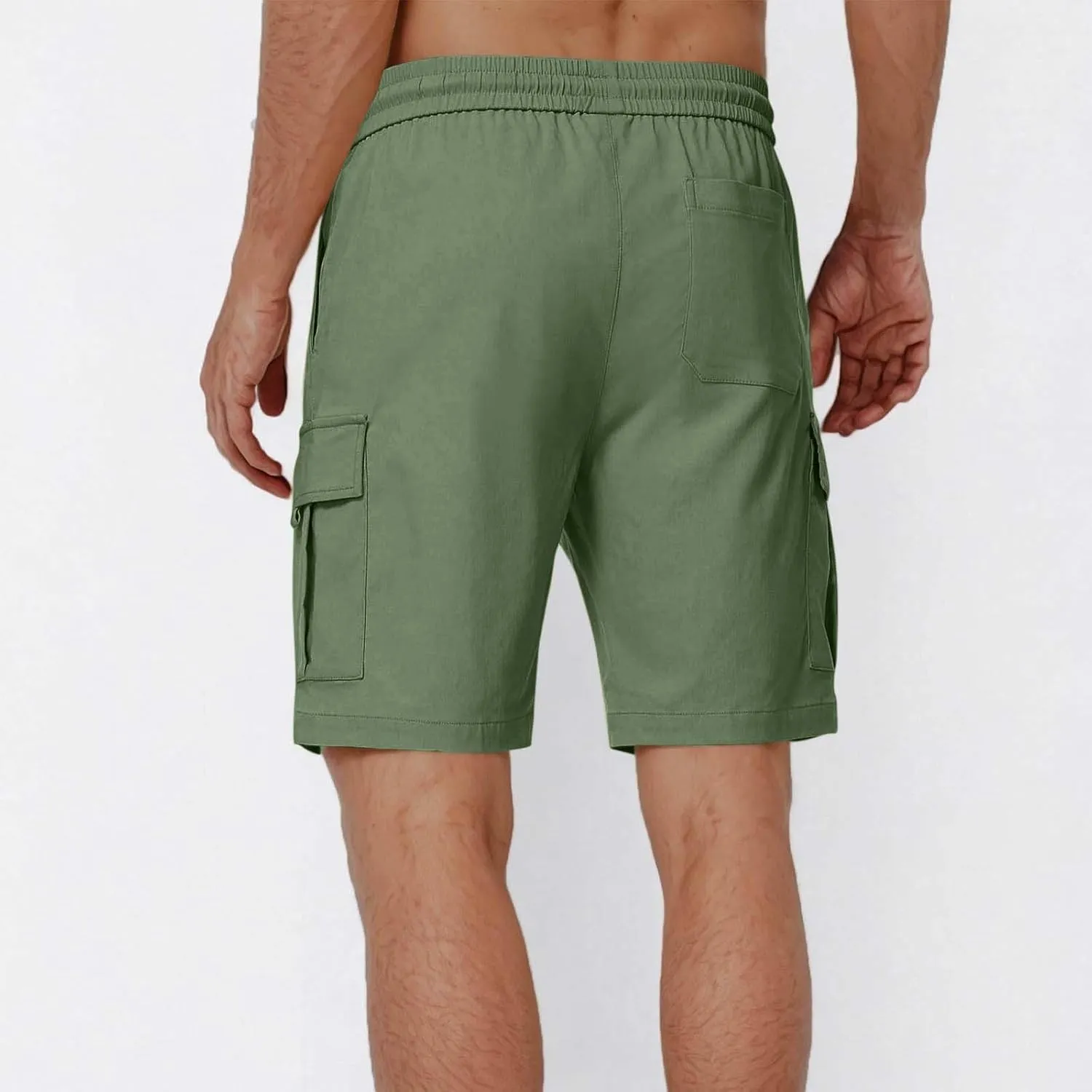 Men's Sweat Cargo Shorts Casual Cotton Drawstring Elastic Waist Short Athletic Workout Gym Jogger Shorts with Pocket