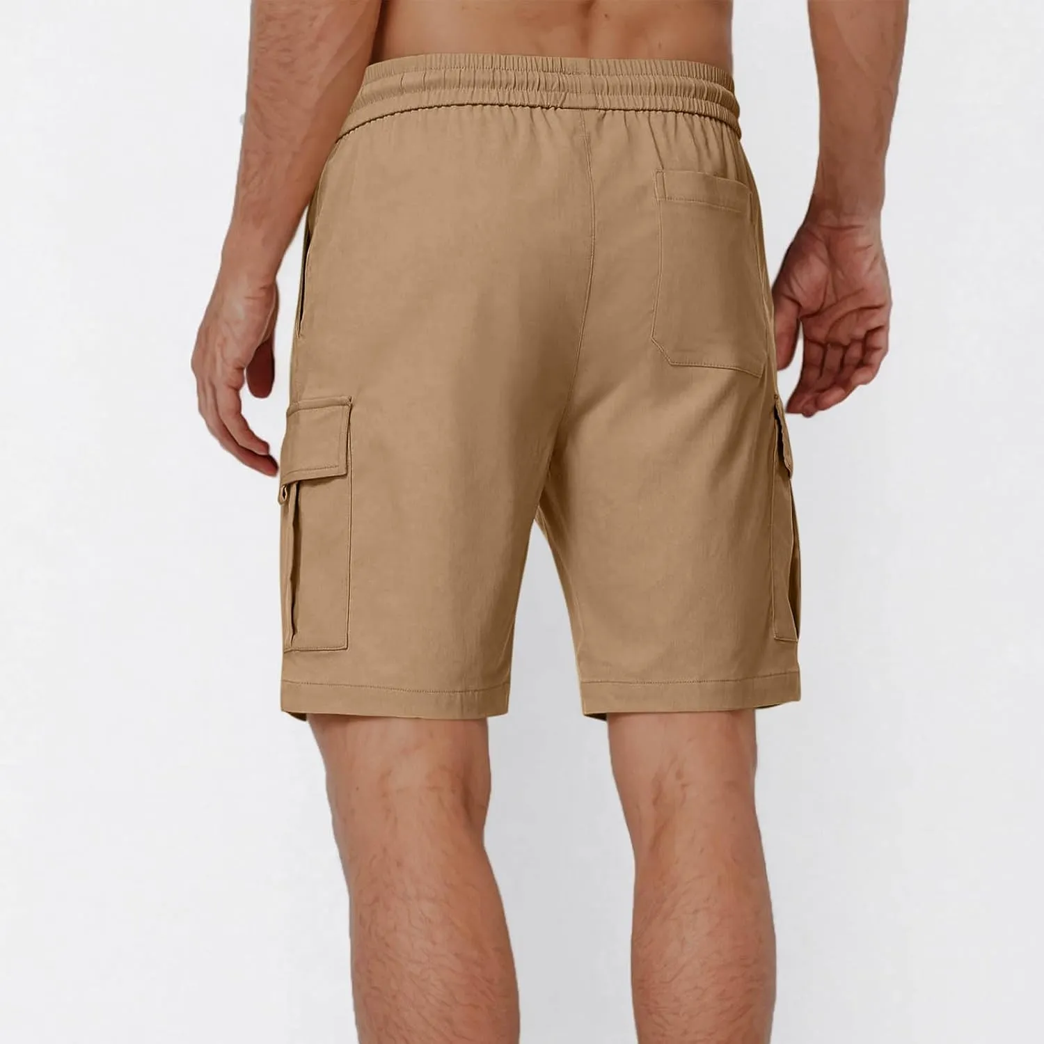 Men's Sweat Cargo Shorts Casual Cotton Drawstring Elastic Waist Short Athletic Workout Gym Jogger Shorts with Pocket