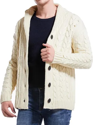 Men's Sweater Lapel Button Down Knit Cardigan Jacket