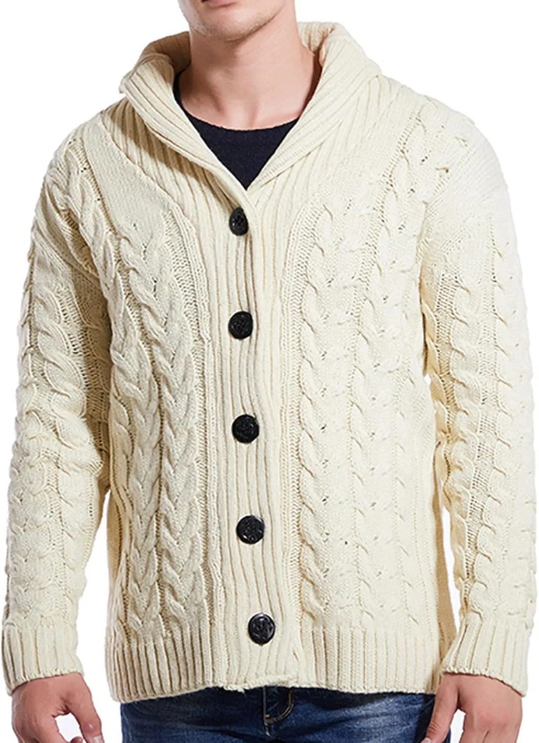 Men's Sweater Lapel Button Down Knit Cardigan Jacket