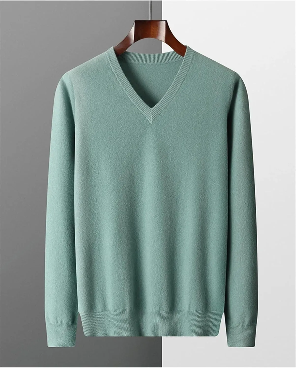 Men's V-Neck Cashmere Sweaters Casual Loose Business Thickened Wool Bottoming Knitted Pullover