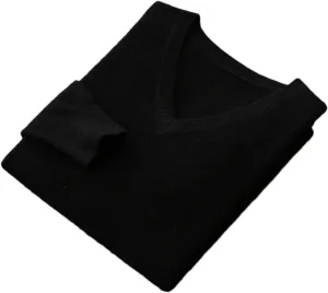 Men's V-Neck Cashmere Sweaters Casual Loose Business Thickened Wool Bottoming Knitted Pullover