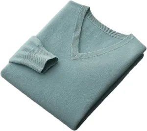 Men's V-Neck Cashmere Sweaters Casual Loose Business Thickened Wool Bottoming Knitted Pullover