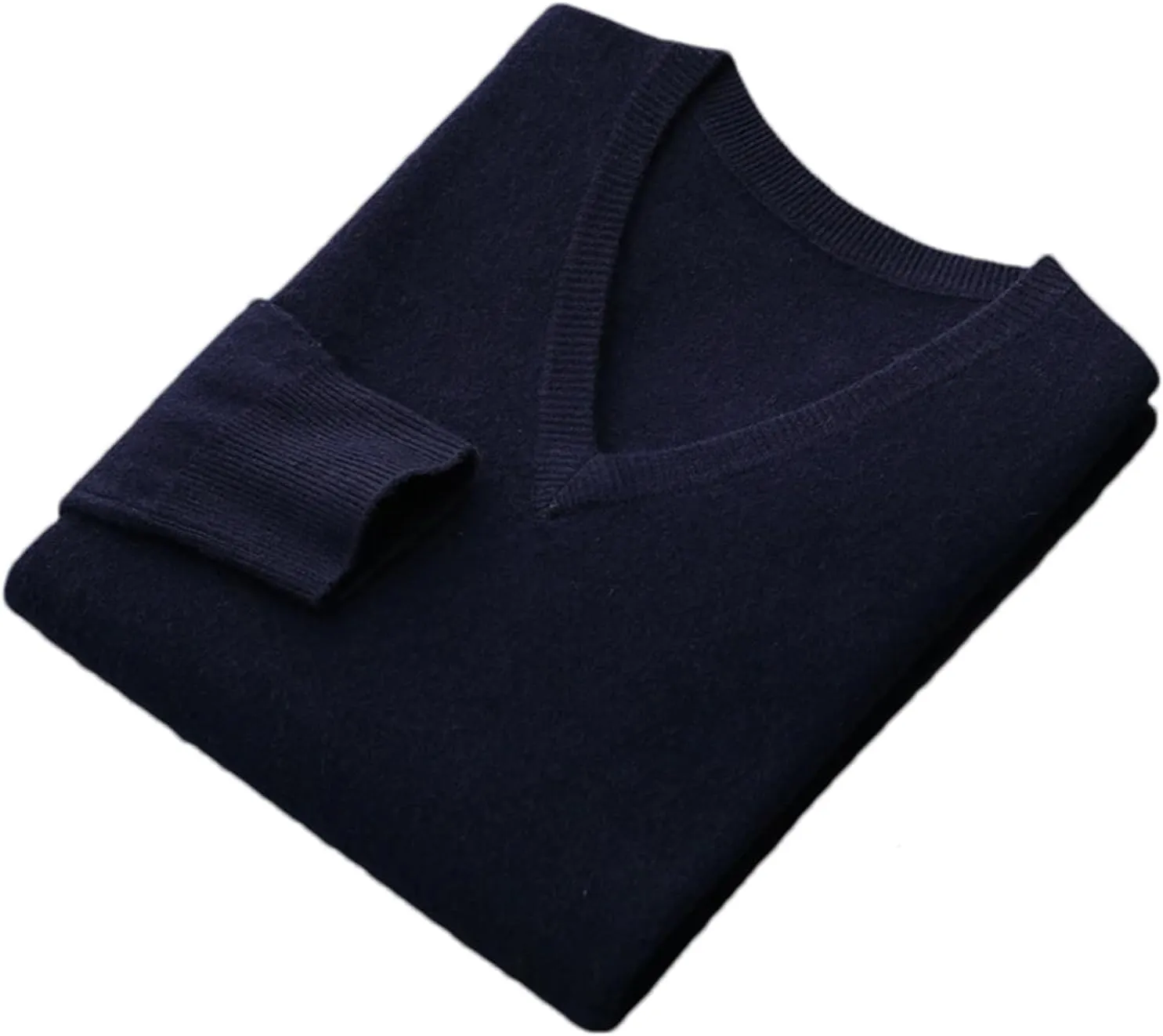 Men's V-Neck Cashmere Sweaters Casual Loose Business Thickened Wool Bottoming Knitted Pullover