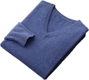 Men's V-Neck Cashmere Sweaters Casual Loose Business Thickened Wool Bottoming Knitted Pullover