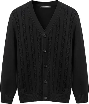 Men's V-Neck Knitted Jacket Buttons Lightweight Men Knit Cardigan Sweaters Solid Color Button Down Knit Coat