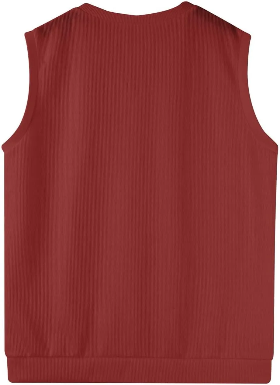 Mens Vest Relaxed Fit 2025 Lightweight Pullover Knitted V Neck Sleeveless Tops Business Work Solid Vest Sweater