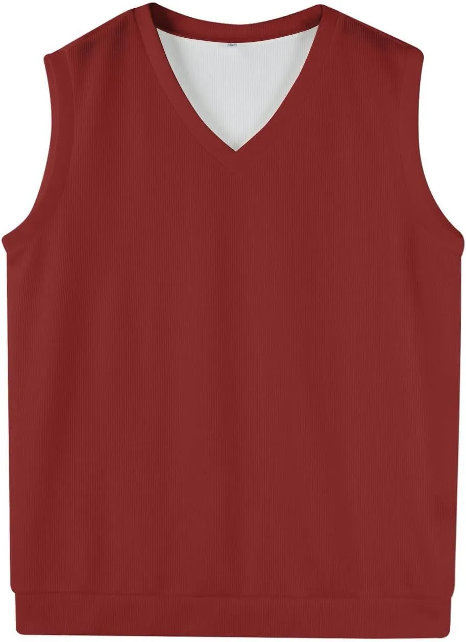 Mens Vest Relaxed Fit 2025 Lightweight Pullover Knitted V Neck Sleeveless Tops Business Work Solid Vest Sweater