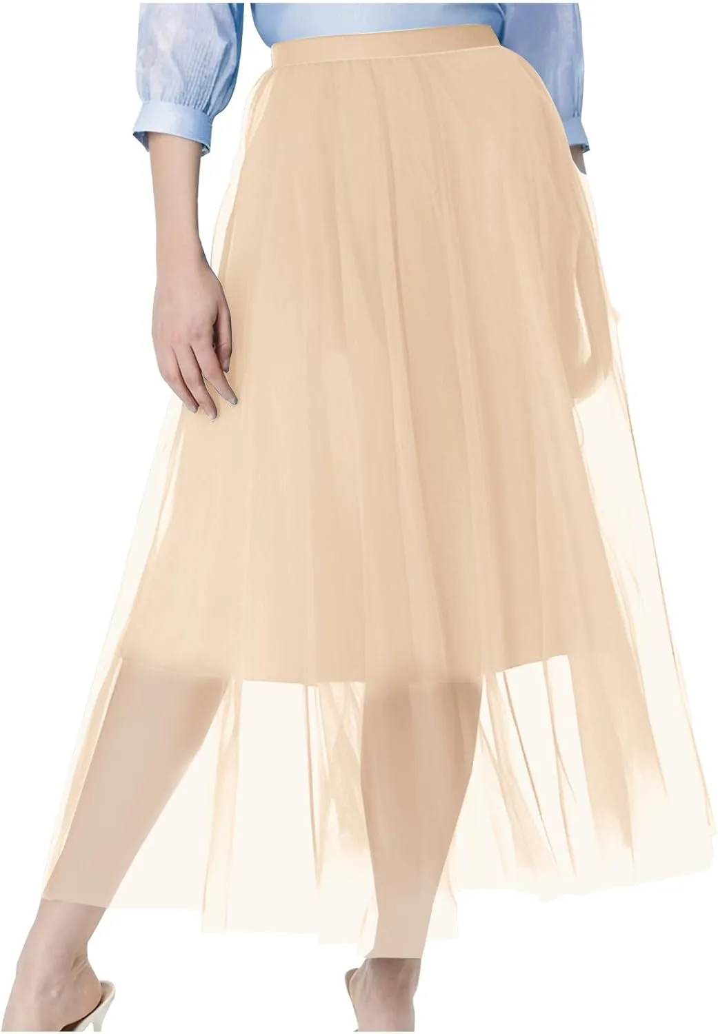 Mesh Skirts for Women Summer Fashion Elastic Waist Pleated Retro Cocktail Skorts Elegant Flowy Party Cocktail Skirt