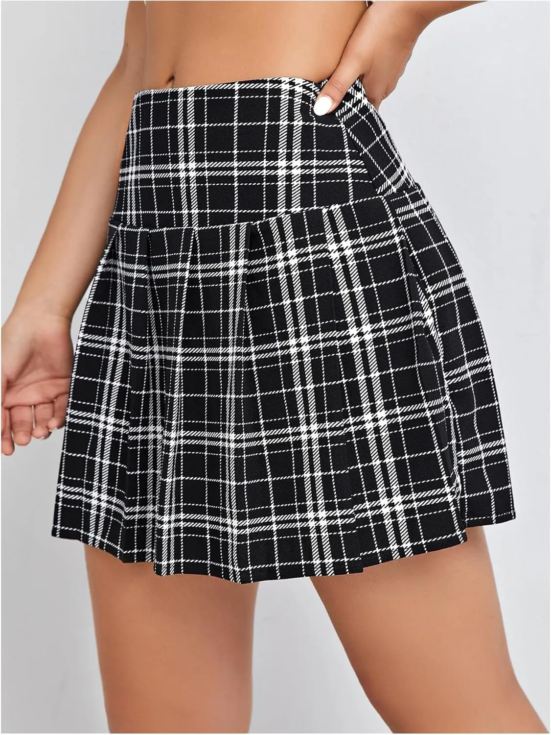 Milumia Women Plaid Print High Waist Pleated Skirt Trendy Short Skirts