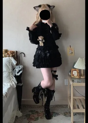 MOLERFO Waist Lolita Cake Mini Skirts for Women Girls High Waist Pleated Skirt Y2K Layered Skirt