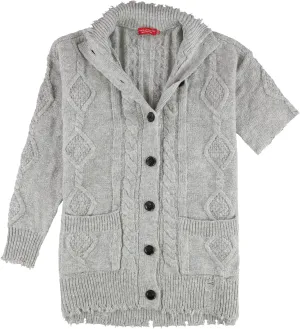 n:PHILANTHROPY Womens Cable Knit Cardigan Sweater, Grey, Small