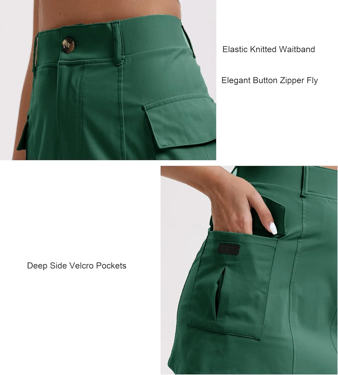 Oalka Women's Hiking Cargo Skorts Casual Pockets Tennis Sport Dressy Work Fast Dry Skirts