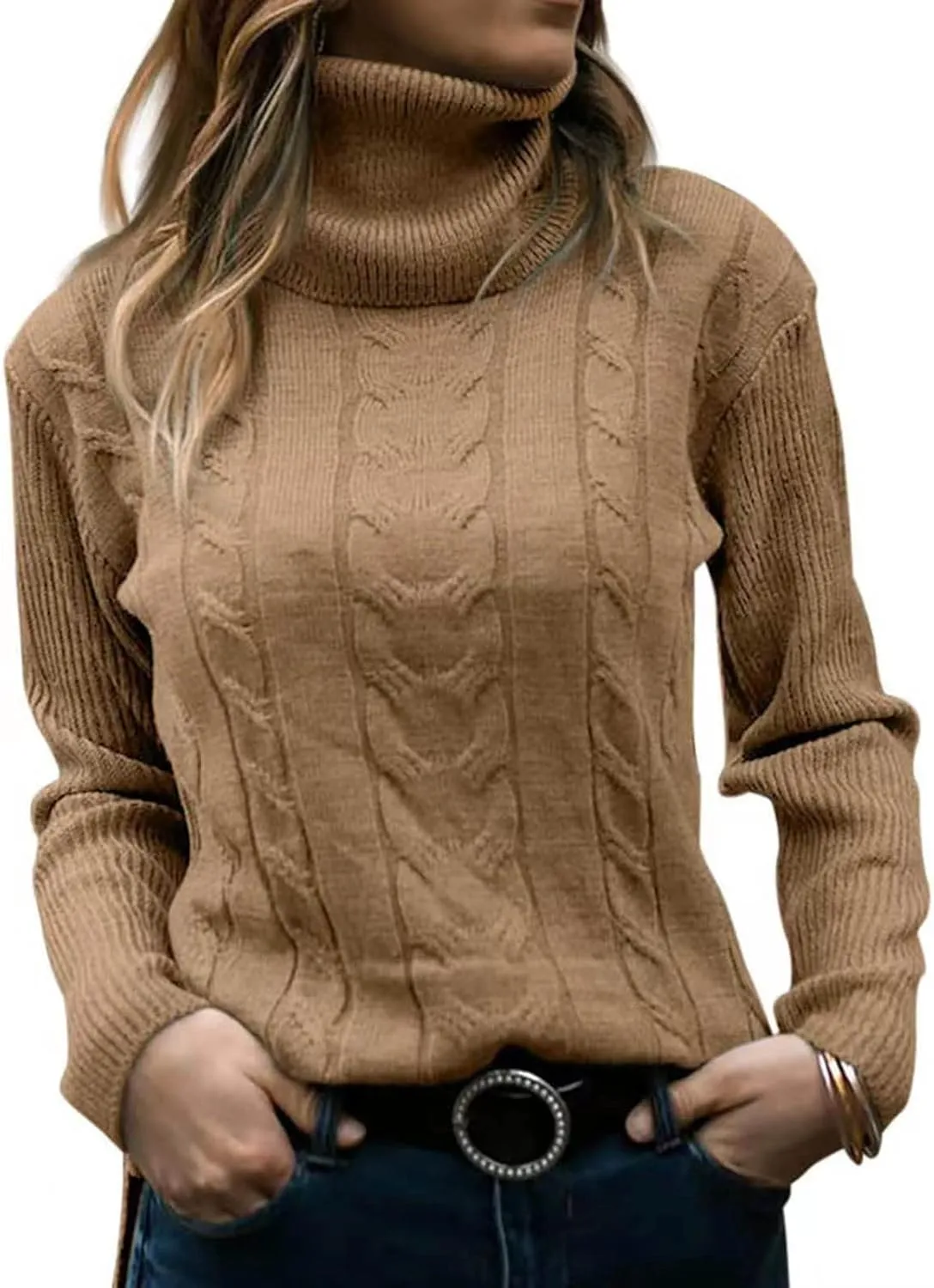 Oversized Sweaters for Women Turtleneck Lightweight Sweaters for Women Long Sleeve Tops for Women Loose Fit Womens