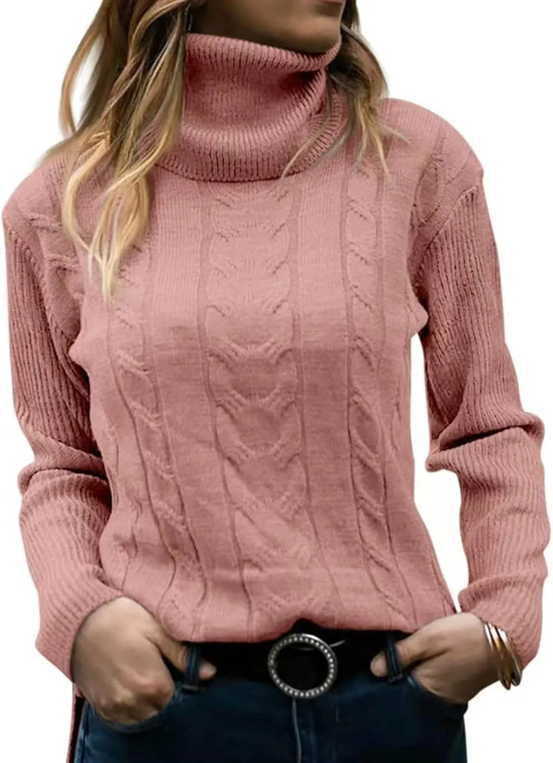 Oversized Sweaters for Women Turtleneck Lightweight Sweaters for Women Long Sleeve Tops for Women Loose Fit Womens