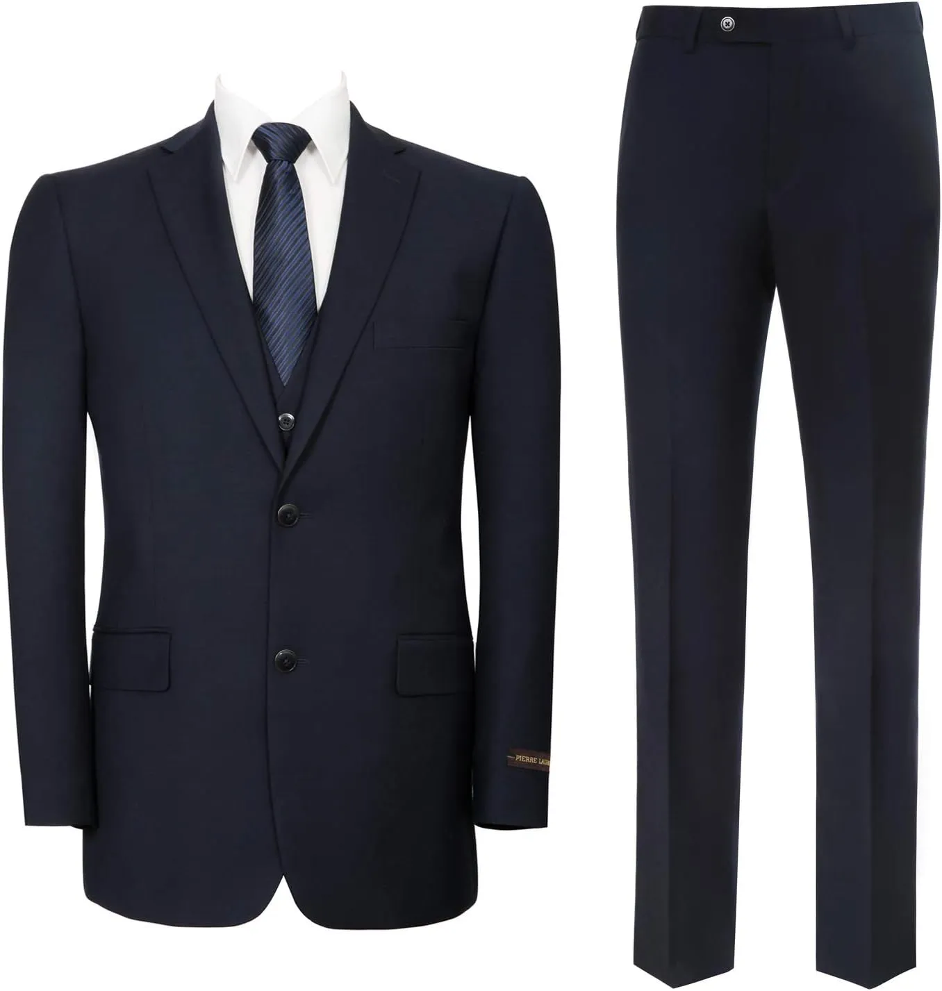P&L Men's Suit 3 Piece Classic Fit Suit Jacket & Expandable Waist Dress Pants & Vest Set