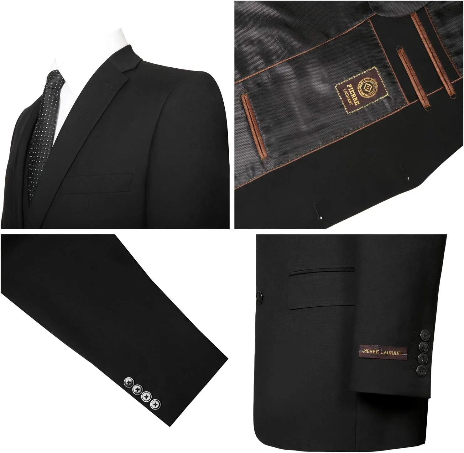 P&L Men's Suit 3 Piece Classic Fit Suit Jacket & Expandable Waist Dress Pants & Vest Set