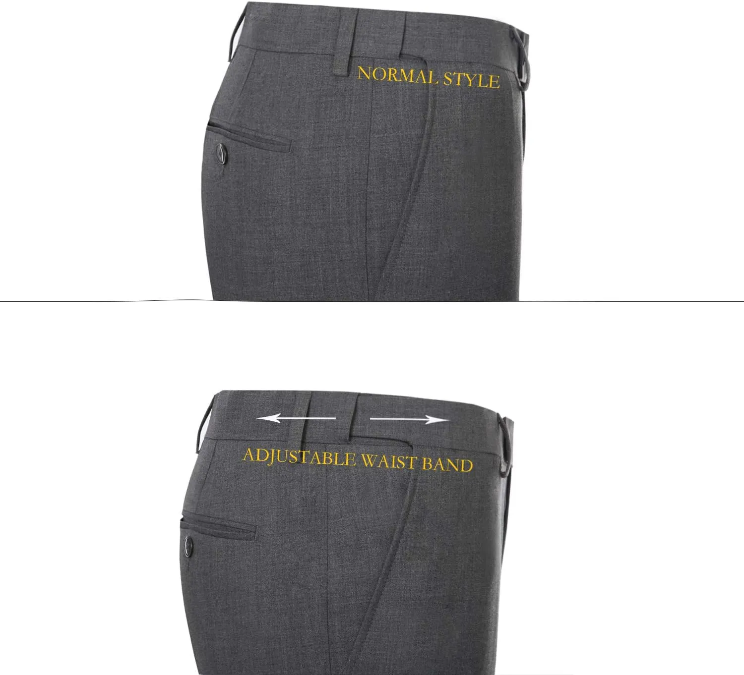 P&L Men's Suit 3 Piece Classic Fit Suit Jacket & Expandable Waist Dress Pants & Vest Set