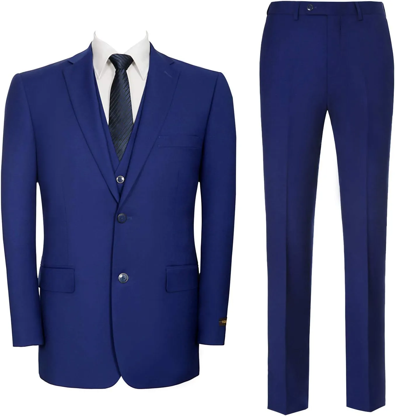 P&L Men's Suit 3 Piece Classic Fit Suit Jacket & Expandable Waist Dress Pants & Vest Set