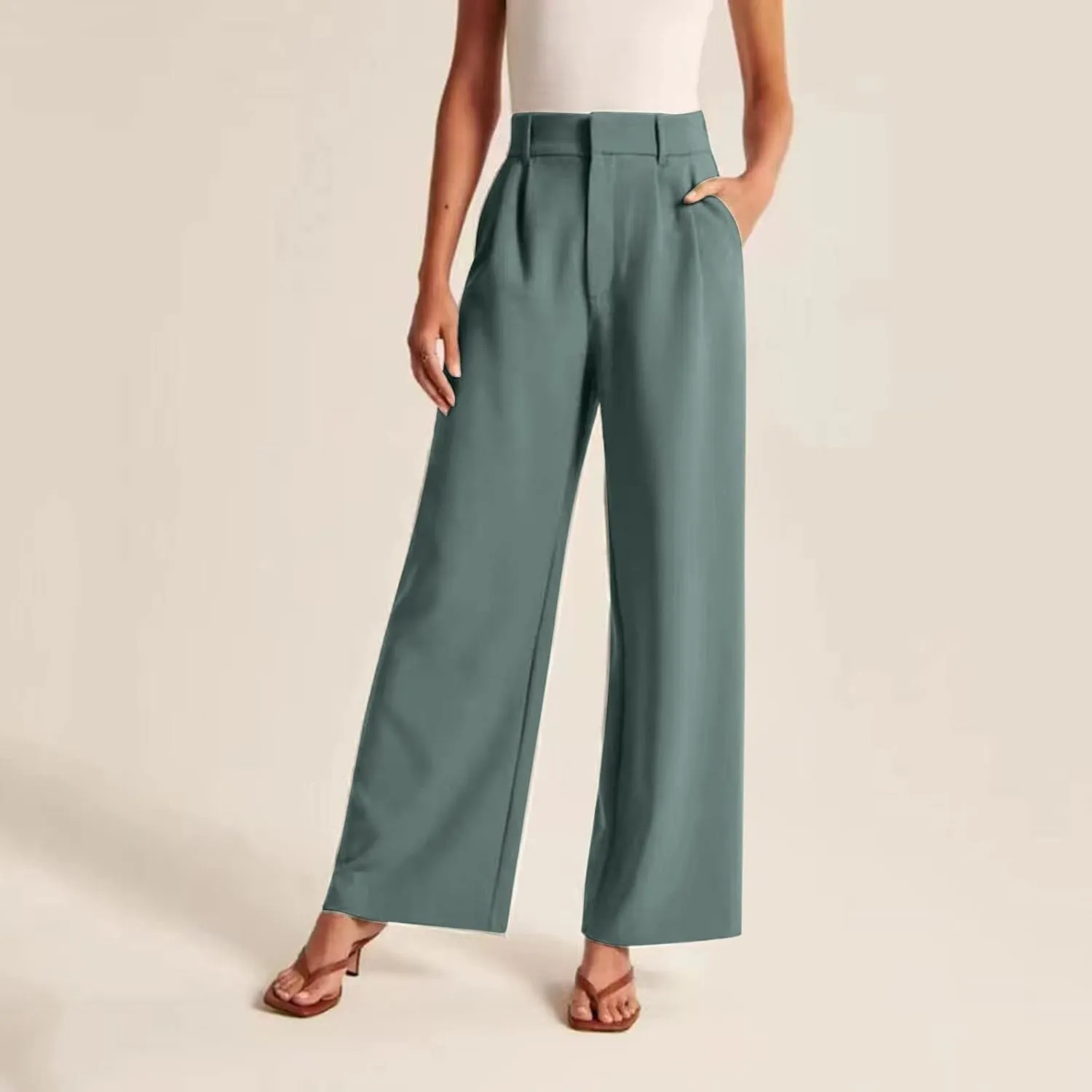 Pants for Women High Waisted Casual Wide Leg Palazzo Pants Dress Long Business Work Trousers Loose Plus Size Outfits