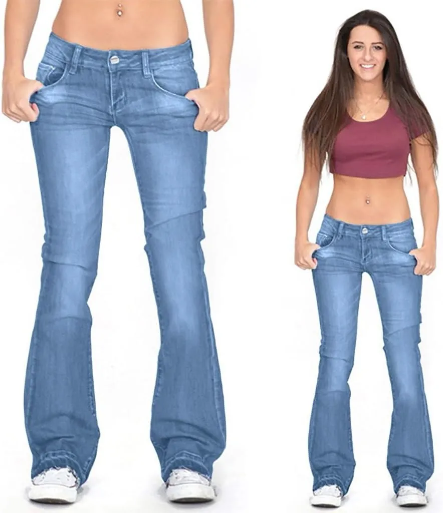Pants for Women Up Pants Jeans Mid Womens Poket Lace Denim Casual Women's Jeans Pants for Women Straight Leg Jeans
