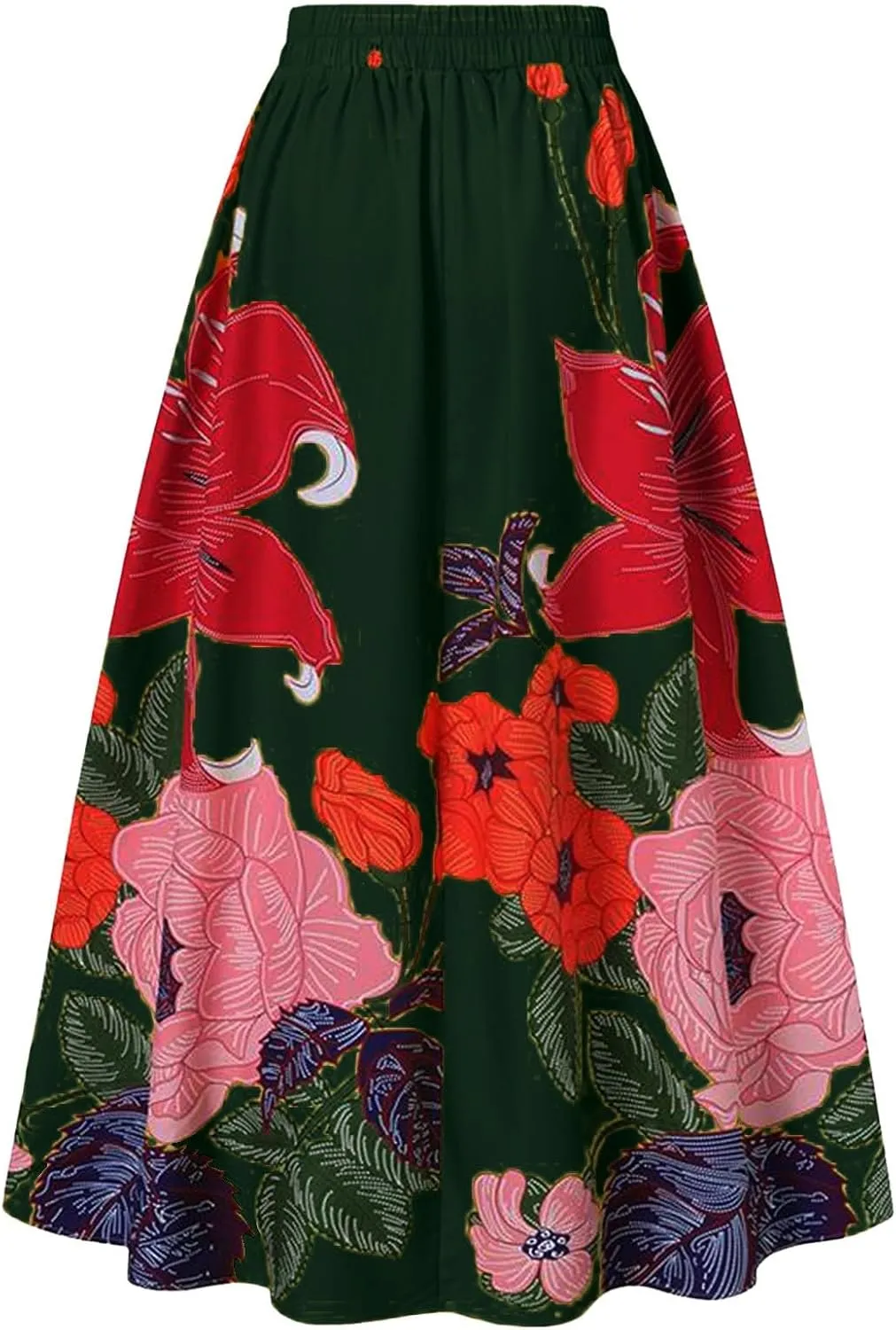 Pencil Skirt for Women Tummy Control High Waist Maxi Skirt Casual Loose Flowy Boho Party Long Women's Skirts with Pocket