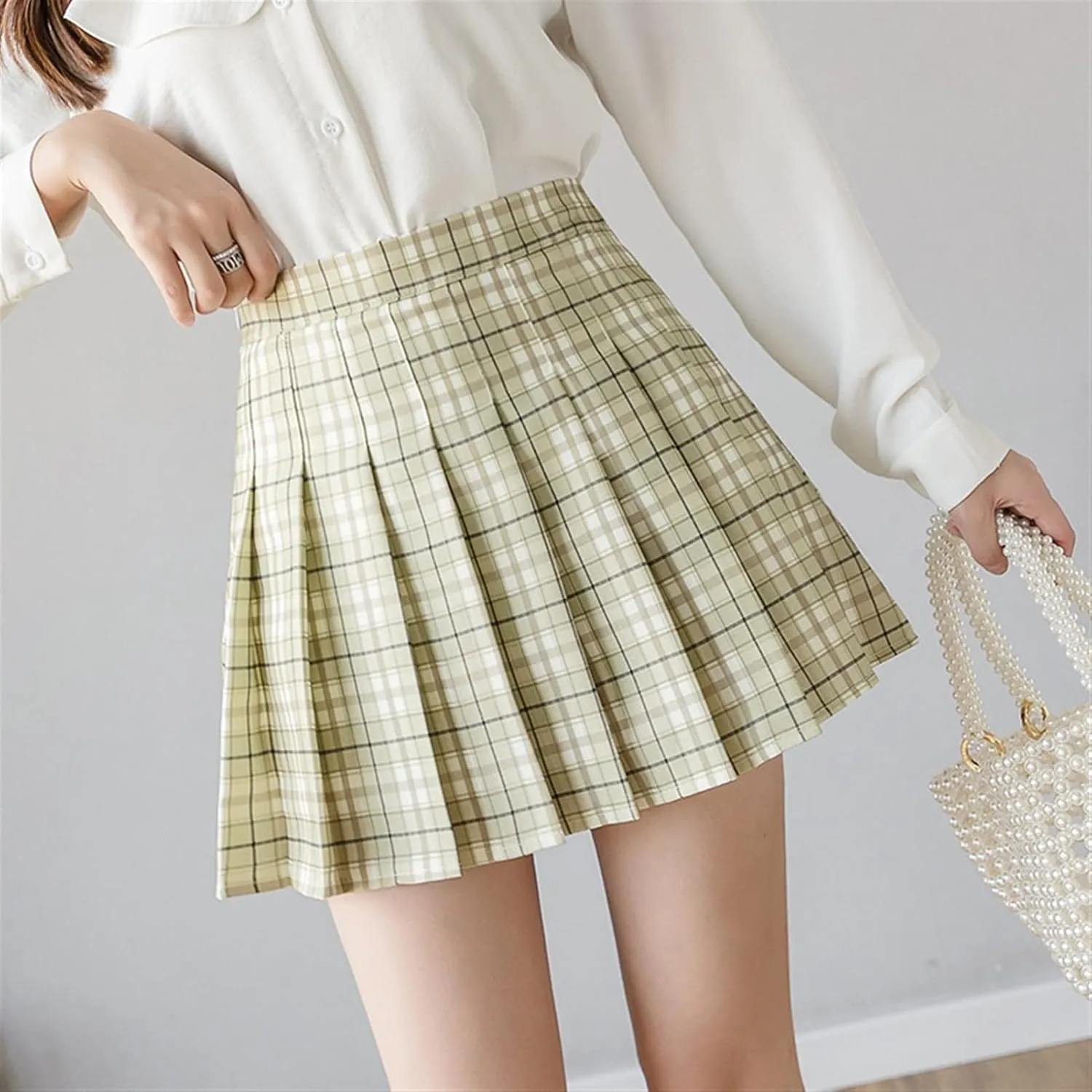 Plaid Skirt High Waist Pleated Skirt Mini Skirt Mini Skirt Women's Tennis Skirt (Color : 3, Size : XL)