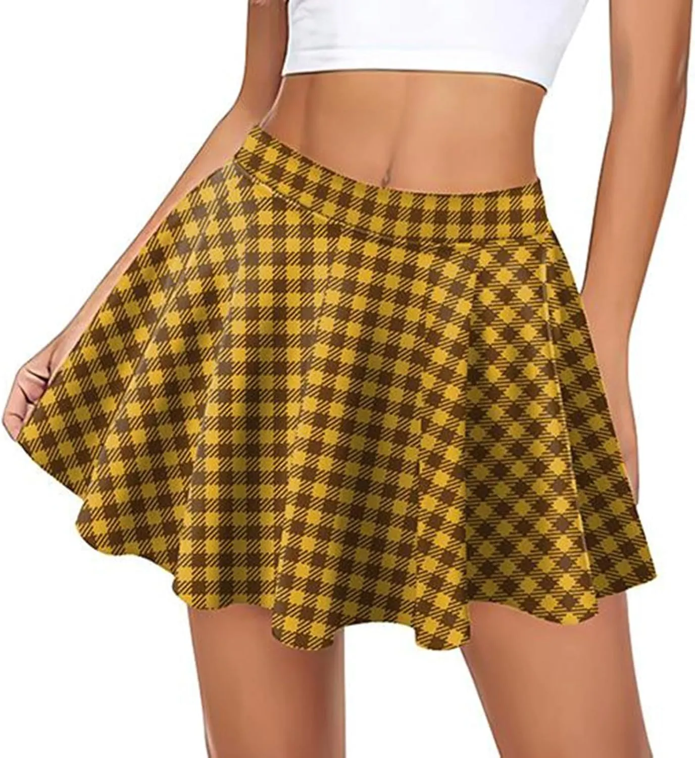 Pleated Mini Skirt for Women Plaid Short Skirts High Waist A Line Skater Skirt for Lingerie Schoolgirl Uniforms