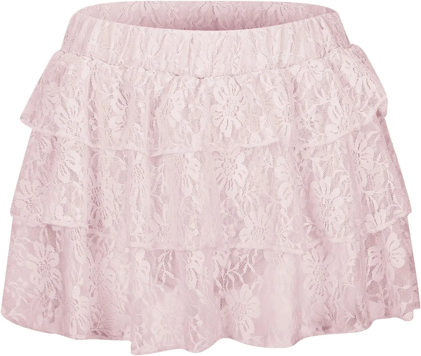 Pleated Skirt for Women Summer Casual Low Rise Lace Mesh Ruffle Hem A-Line Y2K Sexy Mini Skirts for Girls Streetwear