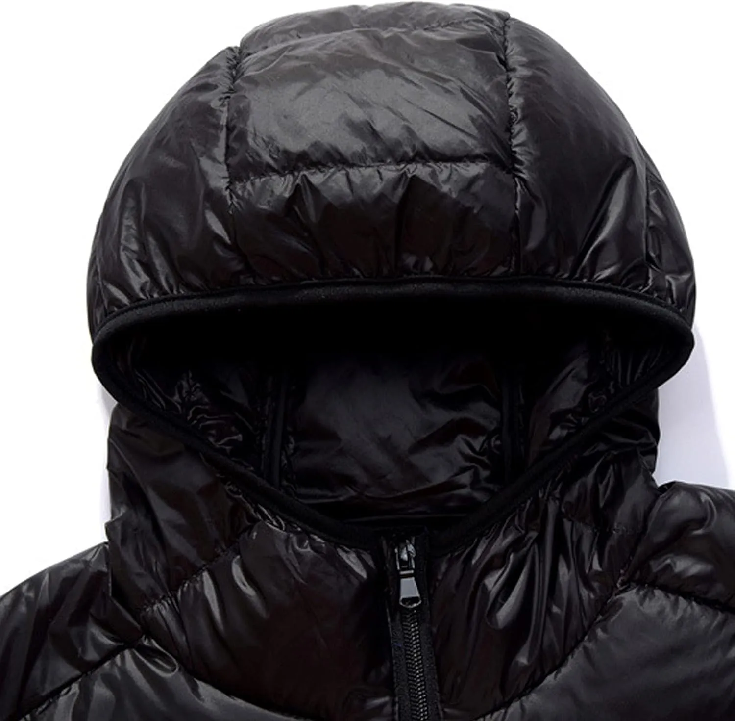 QWENTMTNTY Winter Puffer Jackets for Men with Hoodie Slim Fit Zipper Thermal Down Coats Big and Tall Waterproof Windbreaker