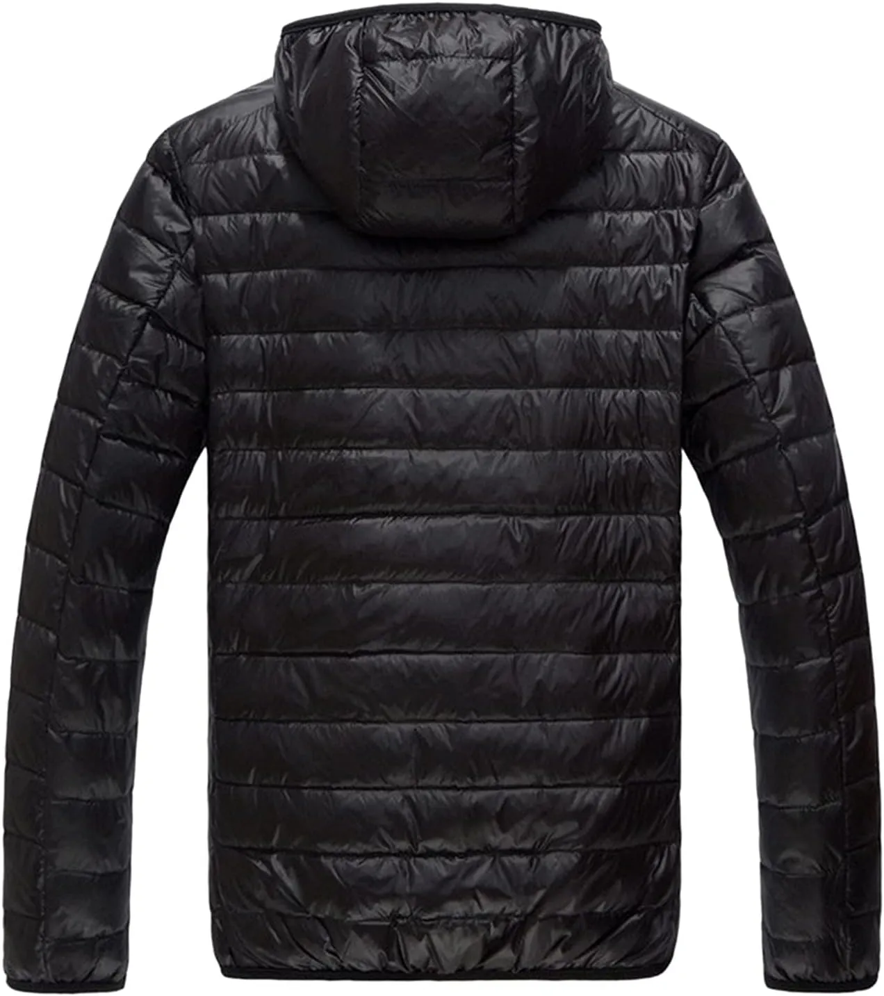 QWENTMTNTY Winter Puffer Jackets for Men with Hoodie Slim Fit Zipper Thermal Down Coats Big and Tall Waterproof Windbreaker