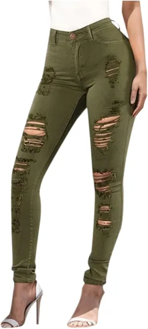 Ripped Distressed Jeans for Women High Waisted Casual 2025 Mom Butt Lifting Bootcut Pants Skinny Legging Petite Jeans