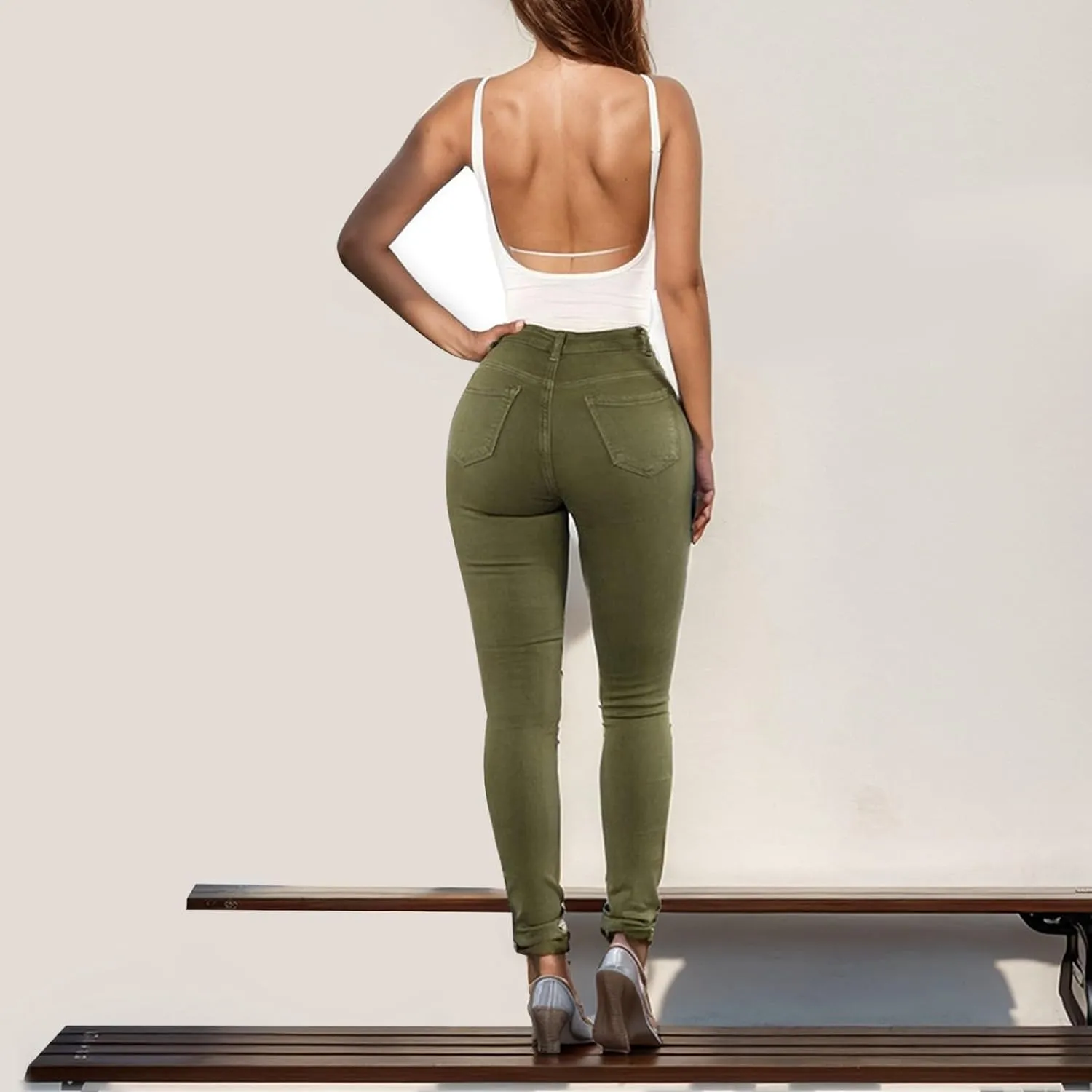 Ripped Distressed Jeans for Women High Waisted Casual 2025 Mom Butt Lifting Bootcut Pants Skinny Legging Petite Jeans