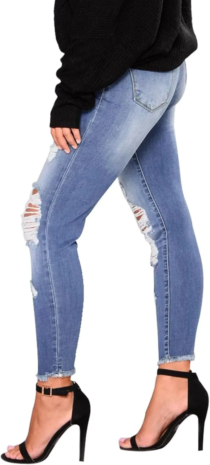 Ripped Jeans Womens Fall Fashion 2024 Trendy Stretchy Skinny Jeans Boyfriend Distressed Jeans Destroyed Denim Jeggings