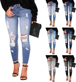 Ripped Jeans Womens Fall Fashion 2024 Trendy Stretchy Skinny Jeans Boyfriend Distressed Jeans Destroyed Denim Jeggings