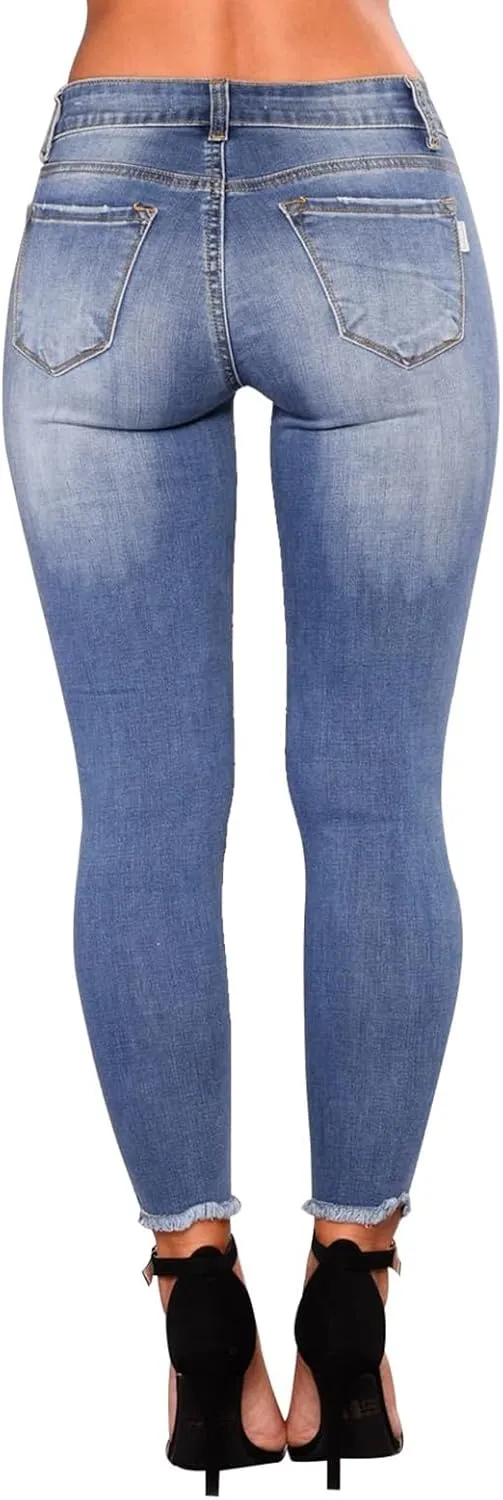 Ripped Jeans Womens Fall Fashion 2024 Trendy Stretchy Skinny Jeans Boyfriend Distressed Jeans Destroyed Denim Jeggings