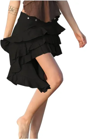 Ruffle Smocked Skirt for Women Summer Fashion Boho Beach Vacation Irregular Hem Skorts Casual Solid Tiered Skirts