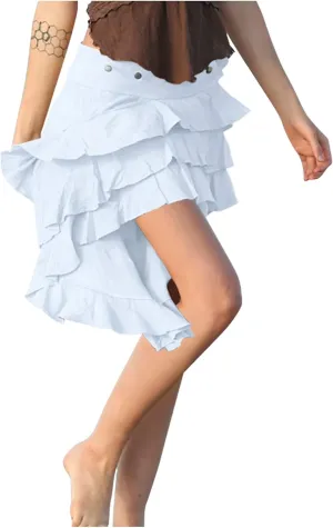 Ruffle Smocked Skirt for Women Summer Fashion Boho Beach Vacation Irregular Hem Skorts Casual Solid Tiered Skirts