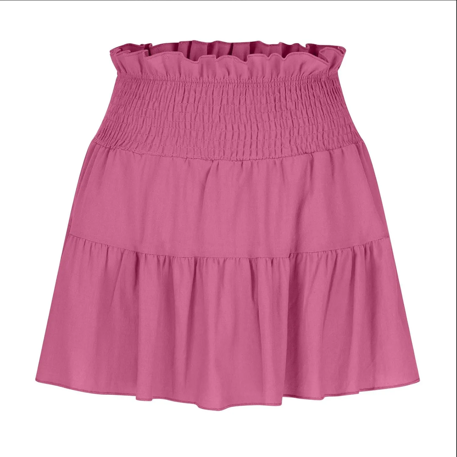 Ruffle Tiered Short Skirt for Women Summer Elastic Waisted Pleated Layer Skirts Casual Trendy Beach Vacation Skirt