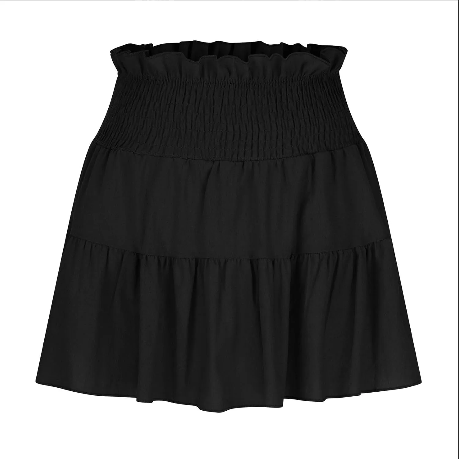 Ruffle Tiered Short Skirt for Women Summer Elastic Waisted Pleated Layer Skirts Casual Trendy Beach Vacation Skirt